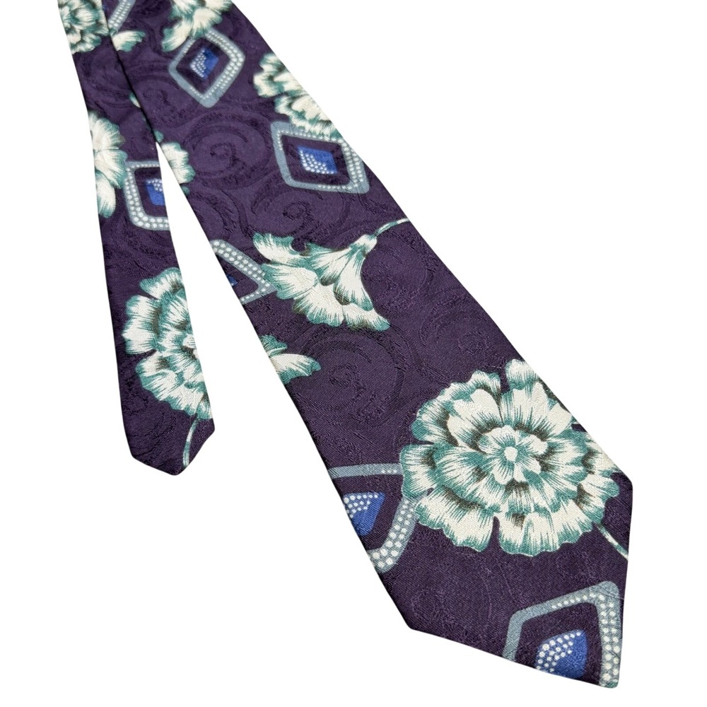 Vintage Bugatti Men Designer Neck Tie 3.75x59" Floral Italian Jacquard Purple